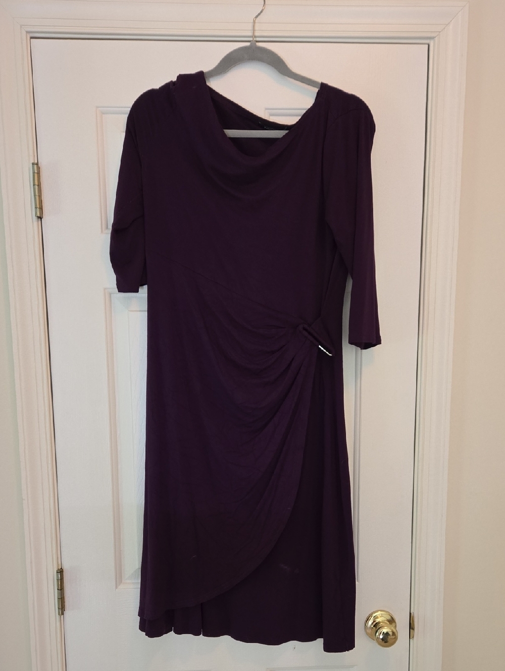 PattyBoutik Deep Purple Cowl Neck Midi Dress